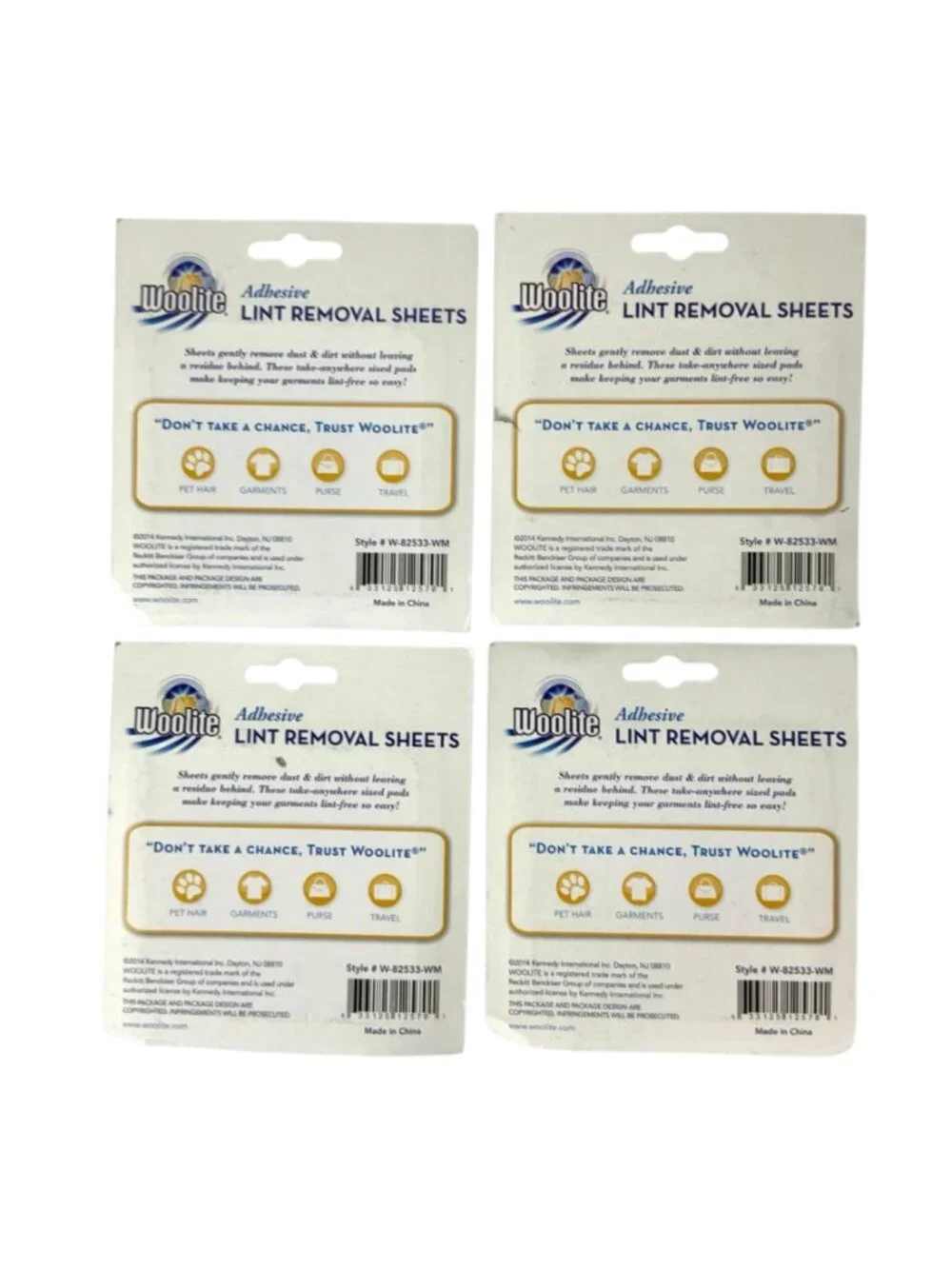 Woolite Adhesive Lint Removal Sheets 4-Pack 90 Sheets Each Pocket Size Travel